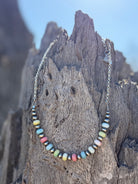Wild Junkie Spring Pastel Opal Chain Necklace with delicate pastel-colored stones and gold-tone chain.
