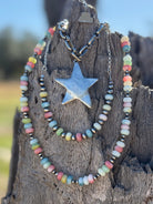 Sterling silver beaded choker necklace with pastel opal stones, featuring a delicate chain design by Wild Junkie.