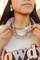 Sterling silver beaded choker necklace with pastel opal stones, crafted by Wild Junkie, featuring a delicate and elegant design.
