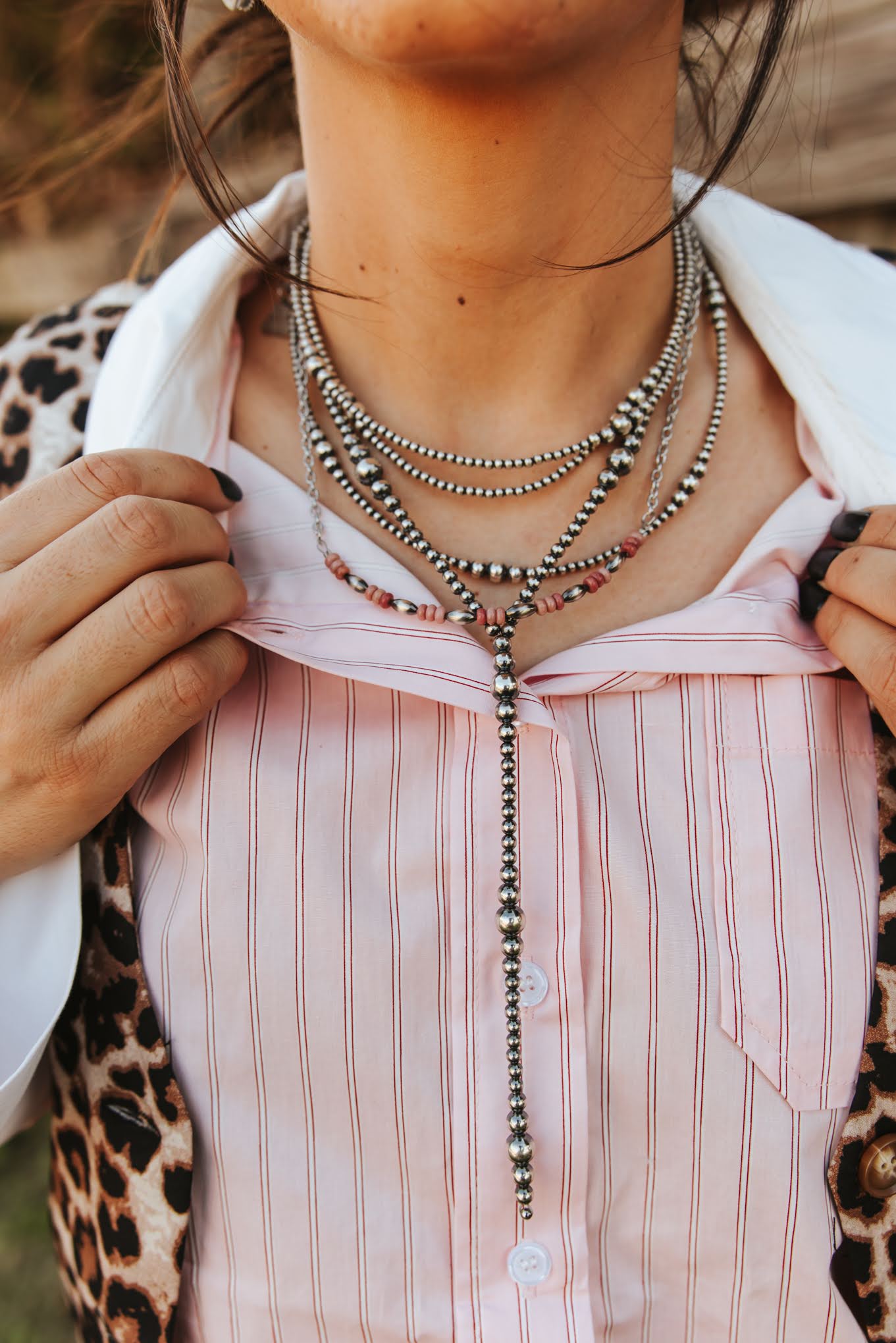 Pink Horizon Chain Necklace by Wild Junkie featuring a delicate pink-colored chain and modern design.