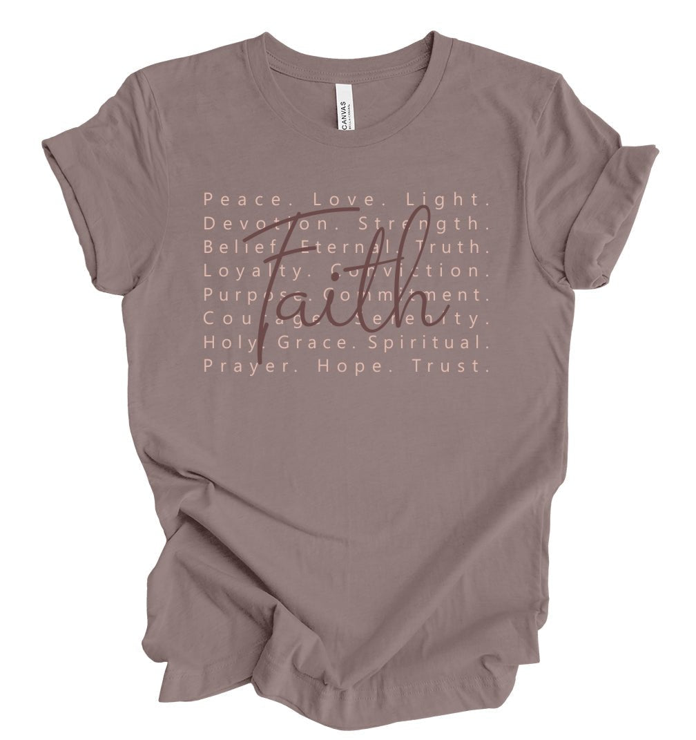 Words of Faith short sleeve graphic tee by The Graphic Tee, featuring inspirational text on a comfortable casual t-shirt.