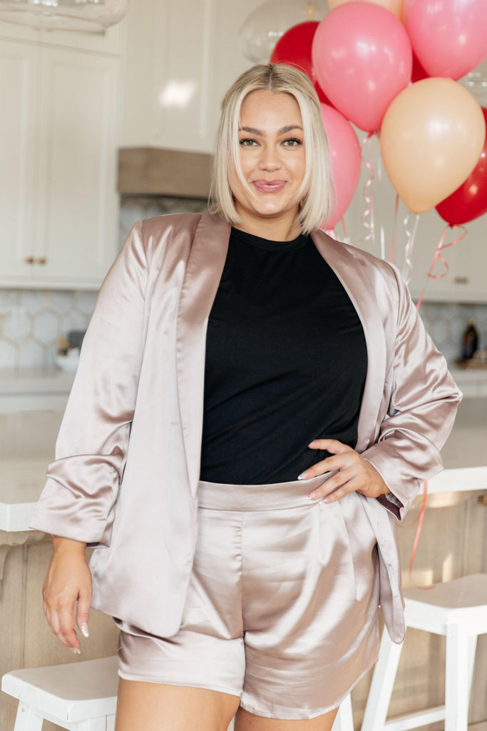 Champagne and Roses Satin Blazer - Practical Magic Store