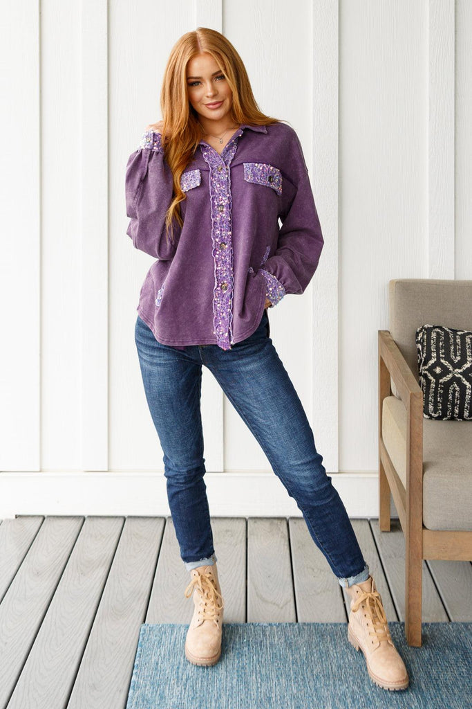 Chaos of Sequins Shacket in Purple - Practical Magic Store