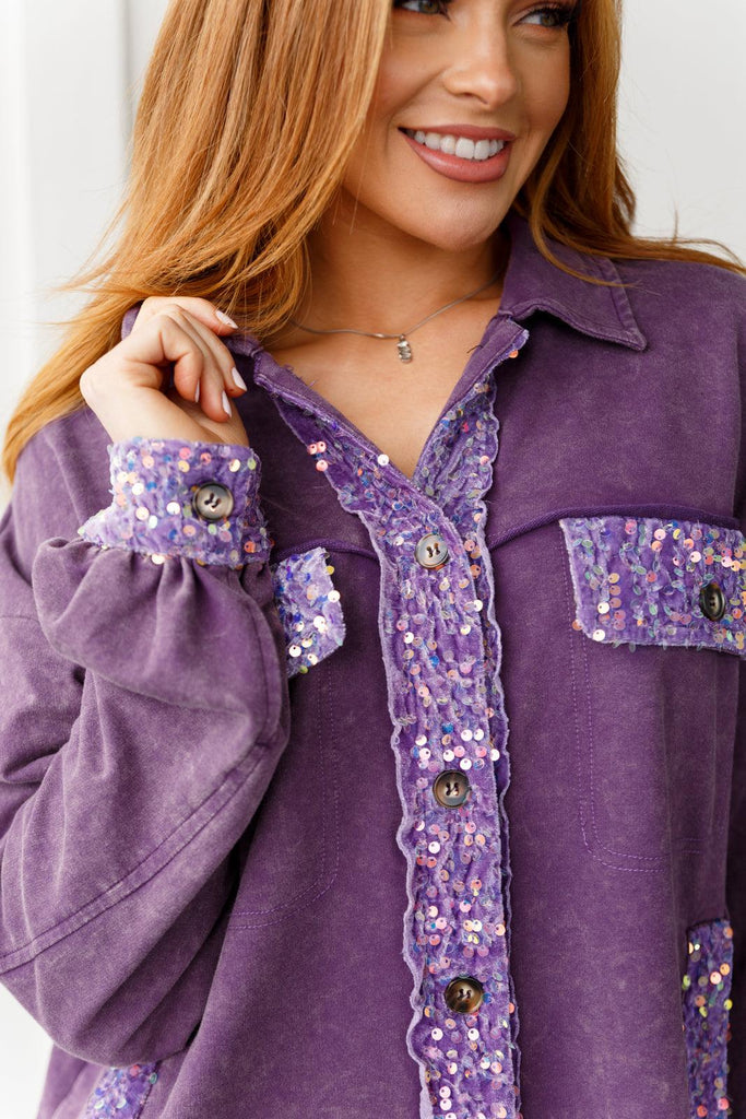 Chaos of Sequins Shacket in Purple - Practical Magic Store