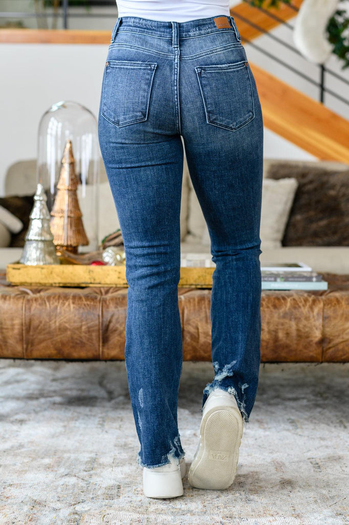 Christine High Contrast Slim Bootcut Destroyed Jeans - Practical Magic Store