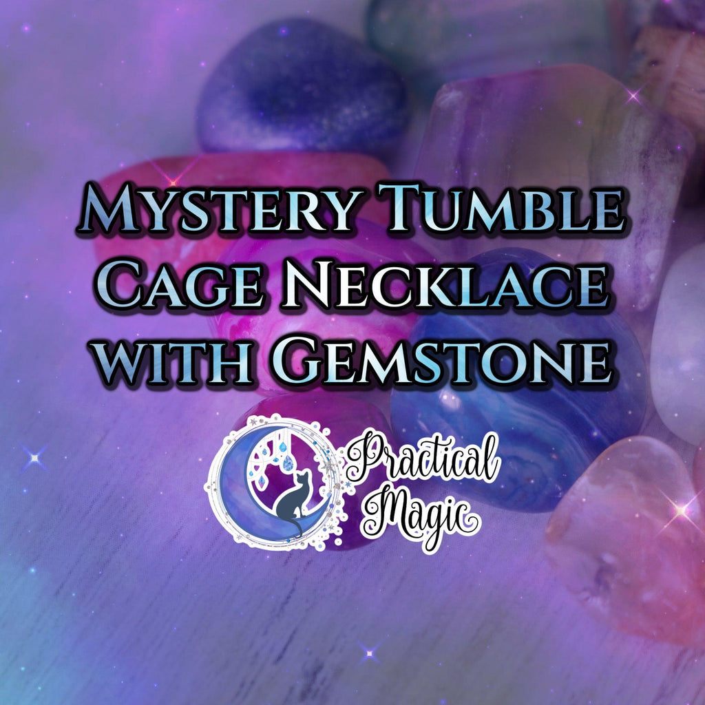Gemstone Cage Necklace with Mystery Tumble - Practical Magic Store