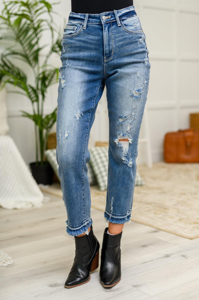 Harley Distressed Ankle Hem Jeans - Practical Magic Store