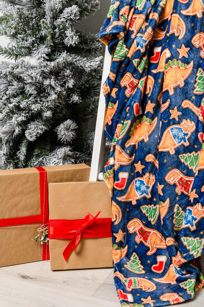 Holiday Fleece Blanket in Dino Cookie - Practical Magic Store