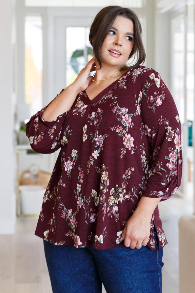 Hometown Classic Top in Wine Floral - Practical Magic Store