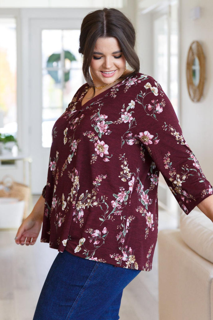 Hometown Classic Top in Wine Floral - Practical Magic Store