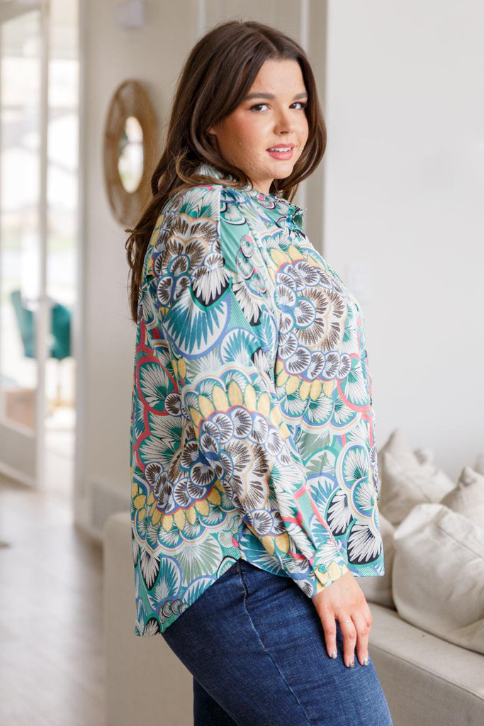 In the Willows Button Up Blouse in Teal Paisley - Practical Magic Store