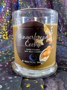 Gingerbread cookie-shaped candle with decorative icing details, ideal for holiday decor and cozy ambiance.