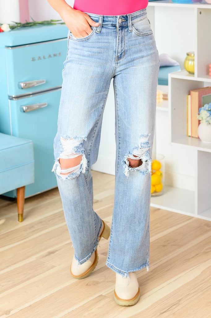 Rose High Rise 90's Straight Jeans in Light Wash - Practical Magic Store