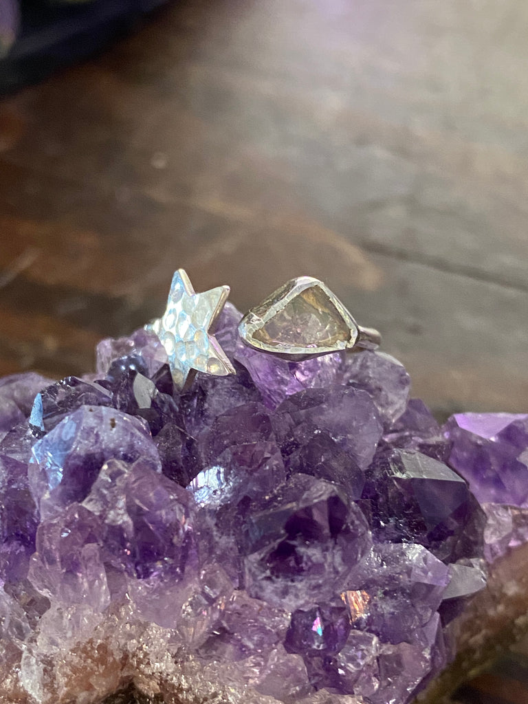 Sterling Silver Ethiopian Opal Star Ring - Practical Magic Store